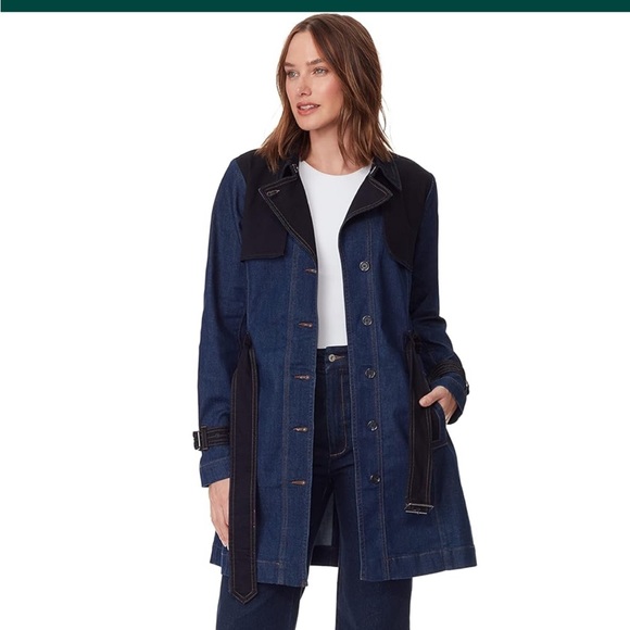 Christian Siriano x Gloria Vanderbilt Women's Storm Shield Demin Trench size 10 - Picture 3 of 7
